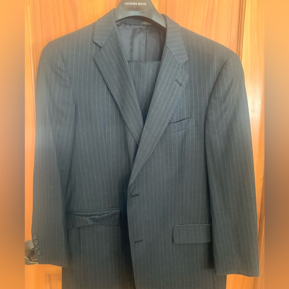 Black pinstripe suit